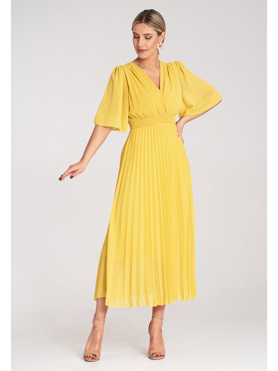 FIGL FIGL Koktejlové šaty M1124 Žlutá Feminine Fit