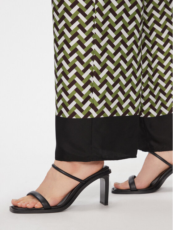 Max Mara Leisure Max Mara Leisure Medžiaginės kelnės Sesamo 2416131017650 Žalia Relaxed Fit
