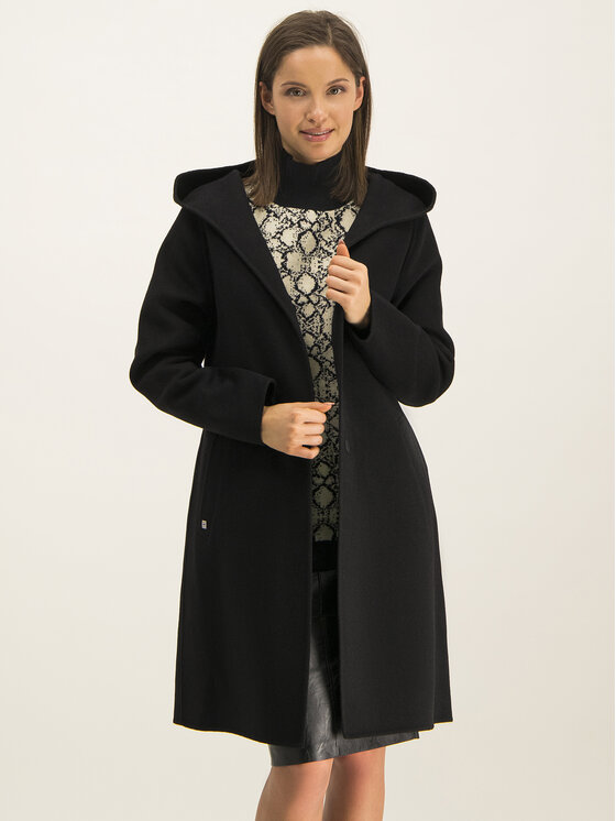 Manila Grace Manila Grace Вовняне пальто K066WU Чорний Regular Fit