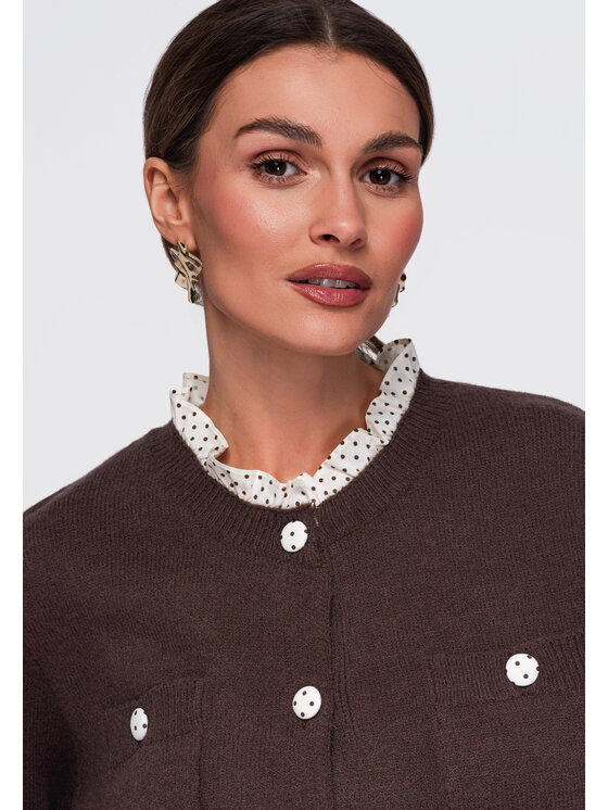 Ombre Ombre Kardigan OW-SW-E0008 Brązowy Relaxed Fit
