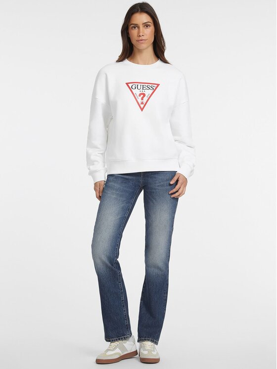 Guess Jeans Guess Jeans Mikina W4YQ00 KC811 Bílá Relaxed Fit