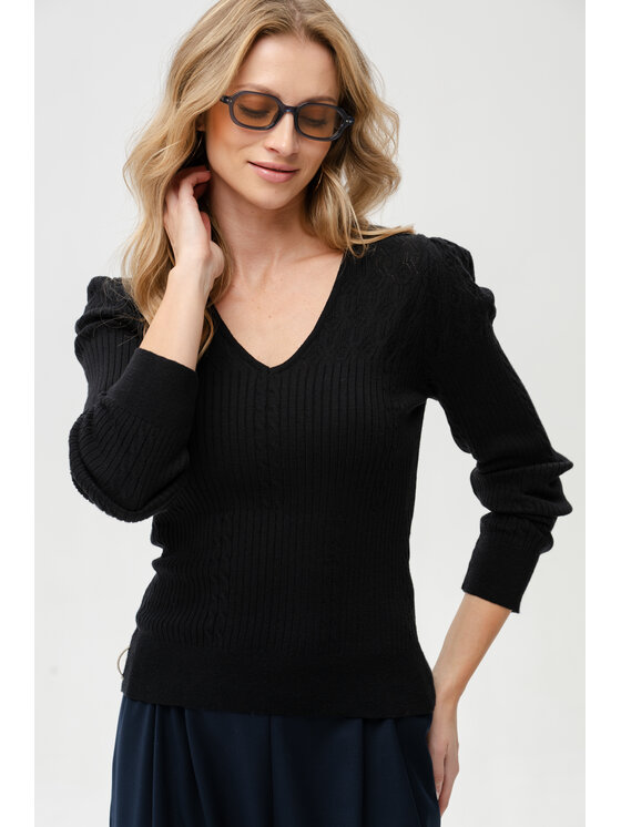 blue shadow blue shadow Sweter Xava Czarny Regular Fit