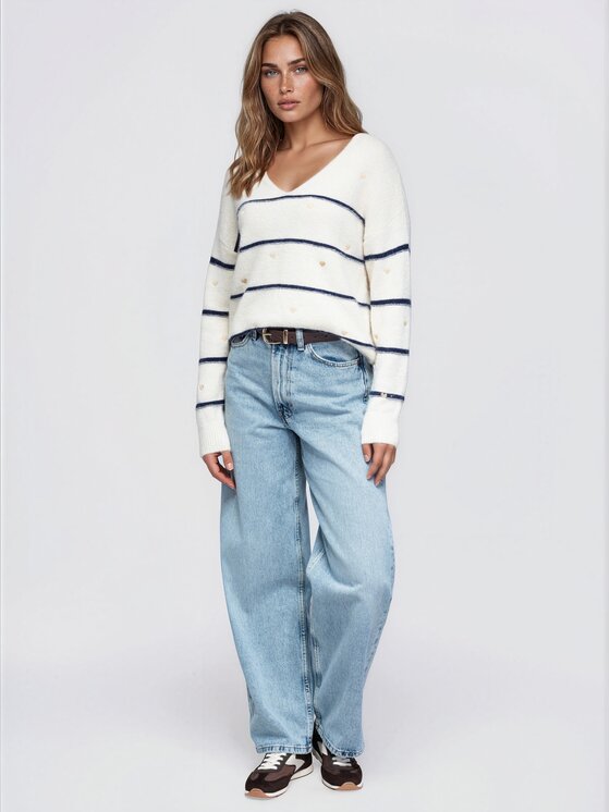 Ombre Ombre Svetr OW-SW-E0046 Tmavomodrá Relaxed Fit