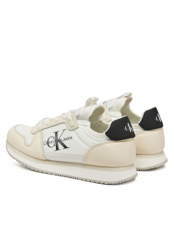 Calvin Klein Jeans Calvin Klein Jeans Snīkeri Runner Sock Laceup Ml Lth YW0YW01616 Balts