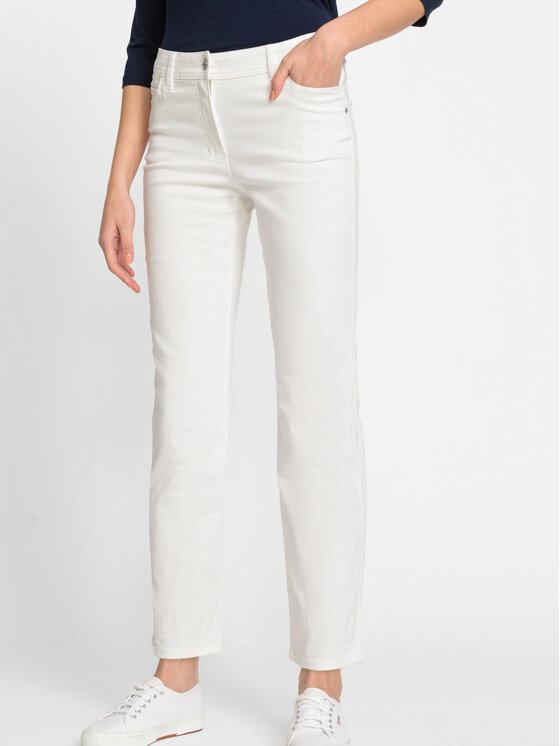 Olsen Riidest püksid 14002067 Valge Regular Fit | Modivo.ee
