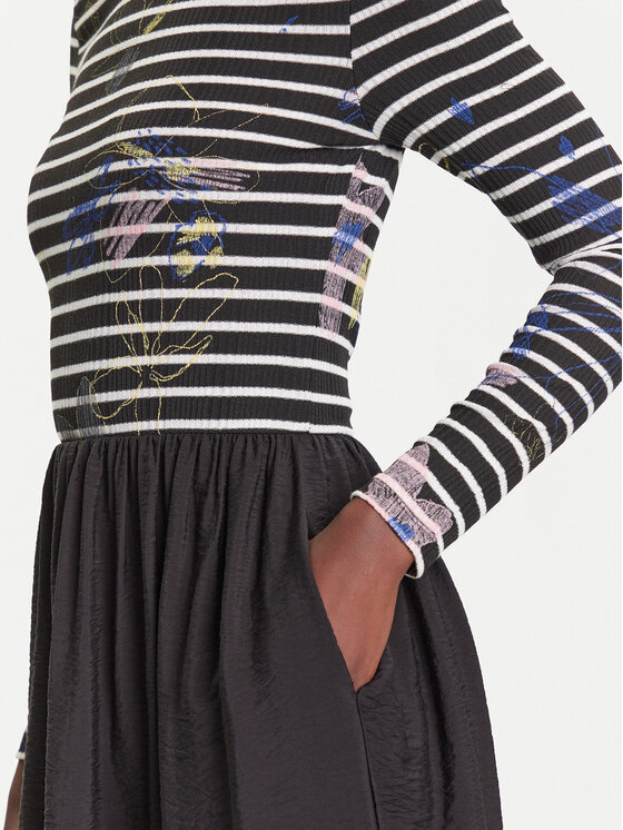 Desigual Desigual Haljina za svaki dan Raya Hibrida 25WWVW15 Crna Regular Fit