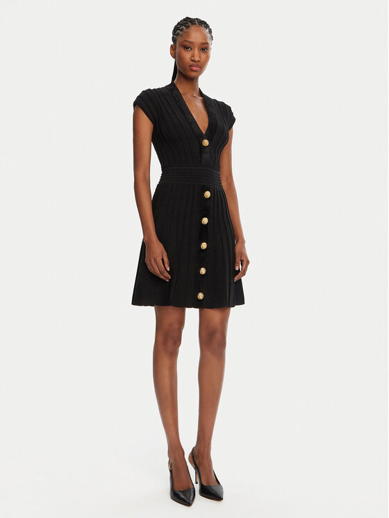 Balmain Balmain Sukienka dzianinowa DF0R7086KH64 Czarny Regular Fit