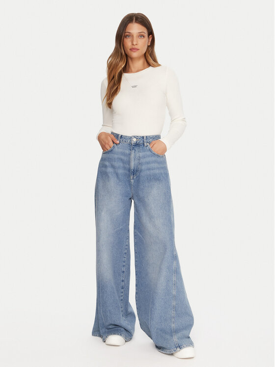 Guess Jeans Guess Jeans Μπλουζάκι W5BP01 KA0H1 Μπεζ Slim Fit