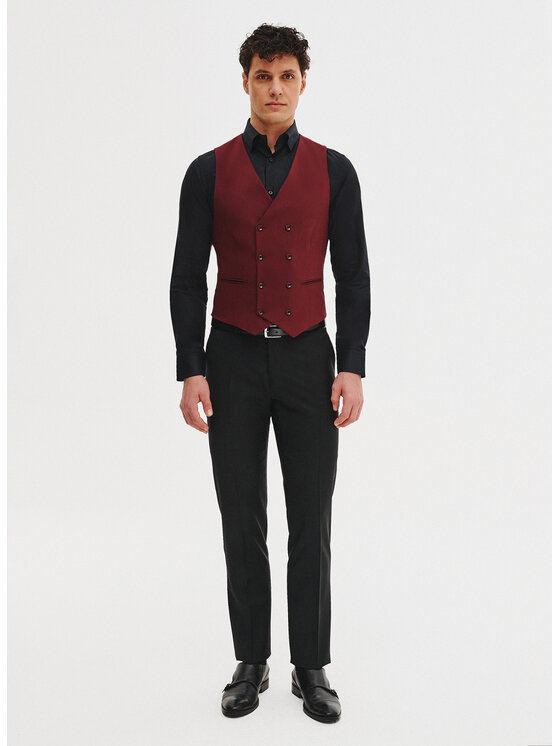 Pako Lorente Pako Lorente Kamizelka P25SF-8X-011 Bordowy Slim Fit