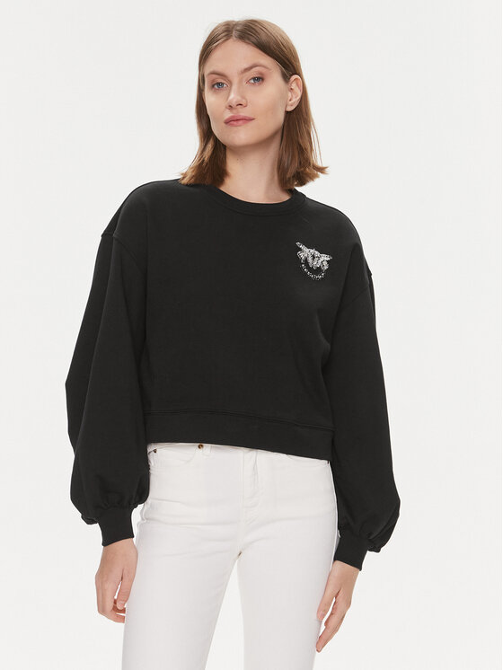 その他 PINKO SS25 Pinko Sweaters (102827 A2G8G1A) Sweatshirt with wide sleeves and bejewelled Love Birds