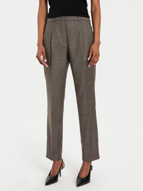 Weekend Max Mara Bavlnené nohavice Caldaia 2425136132 Hnedá Slim Fit