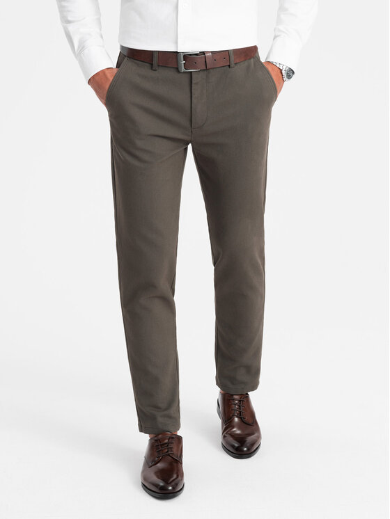 Ombre Ombre Chinosy OM-PACP-0188 Khaki Regular Fit