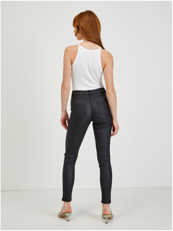 Orsay Orsay Spodnie skórzane 319257-660000__42 Czarny Skinny Fit