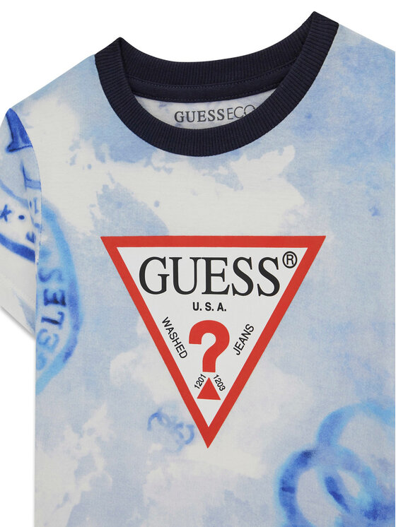 Guess Guess Komplet t-shirt i szorty sportowe N6GG00 K8HM4 Granatowy Regular Fit