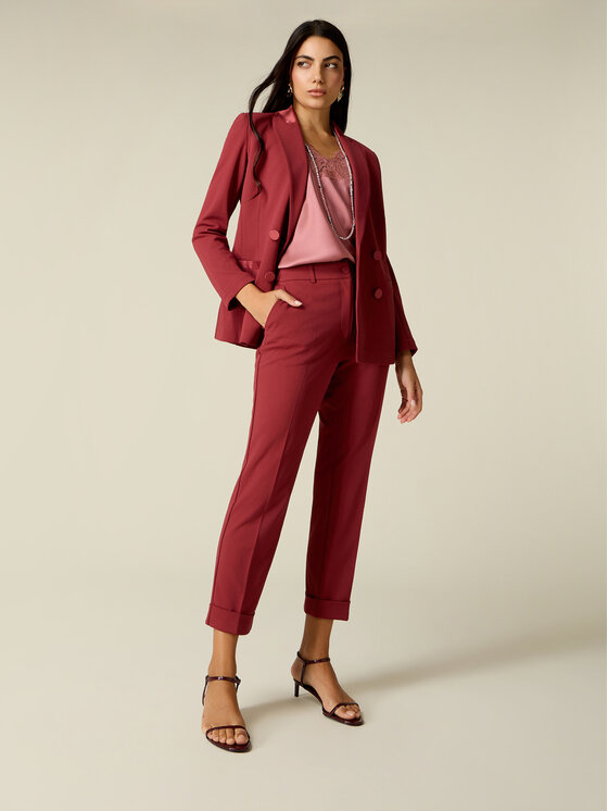 Oltre Oltre Spodnie materiałowe P079R209294N036 Bordowy Regular Fit