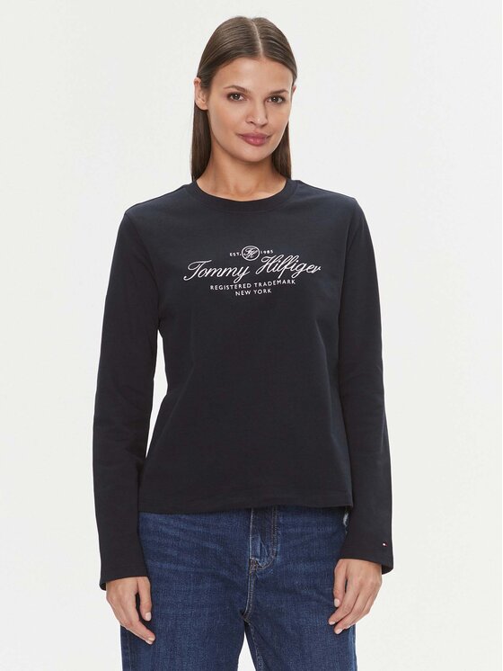 Tommy Hilfiger Blúzka WW0WW40292 Tmavomodrá Regular Fit