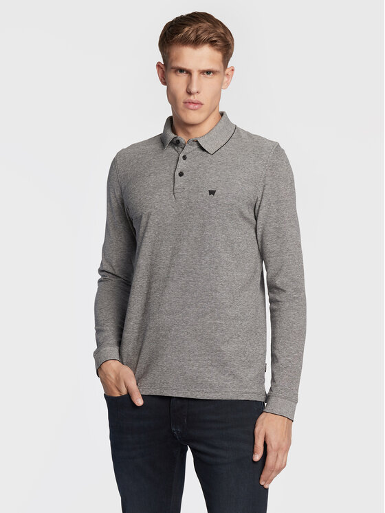 Wrangler Wrangler Polo Pique W7F9KH100 112131817 Szary Regular Fit