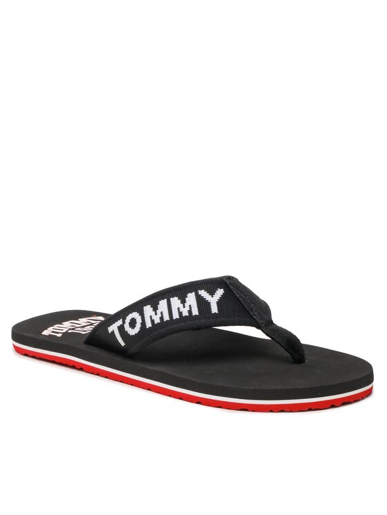 Flip flop Tommy Jeans Flip Flop Logo Tape EM0EM01147 Negru