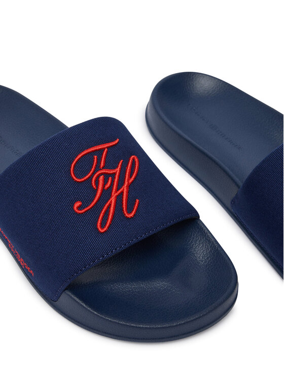Tommy Hilfiger Tommy Hilfiger Klapki Logo Embroidery Canvas FM0FM05858 Granatowy