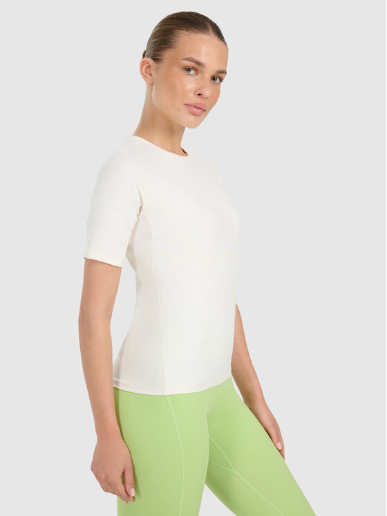 4F 4F Koszulka techniczna TRAINING Kremowy Slim Fit