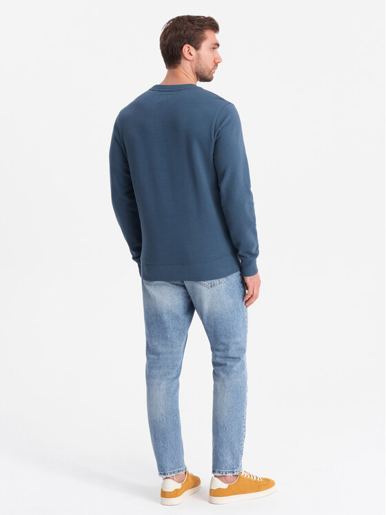 Ombre Ombre Mikina OM-SSBN-0175 Tmavomodrá Regular Fit