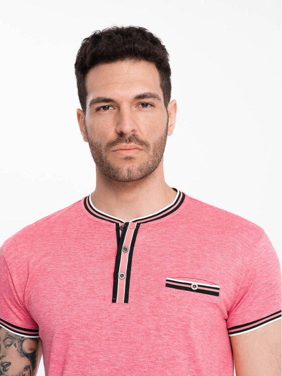 Ombre Ombre T-Shirt OM-TSCT-0175 Czerwony Casual Fit
