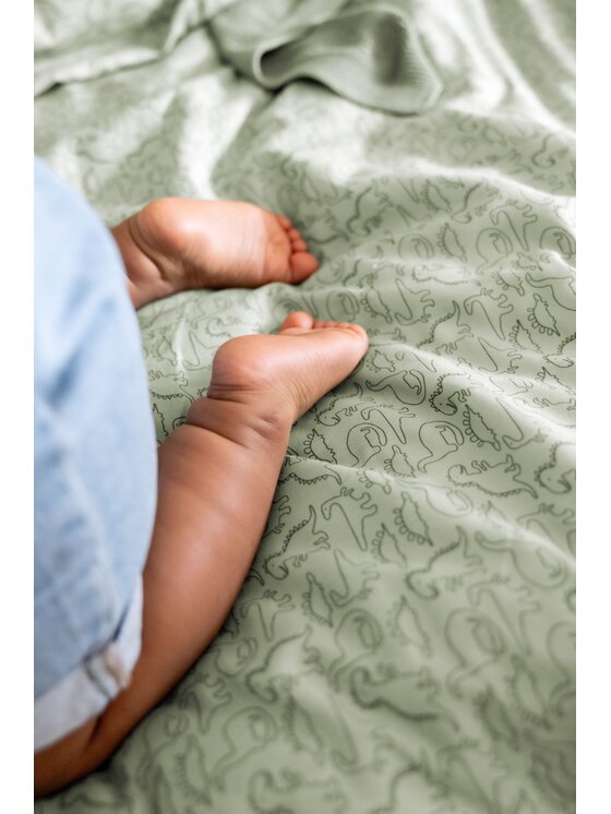 Trixie Baby Trixie Baby Kocyk dziecięcy Koc niemowlęcy polarowy 75x100 cm - Daring Dino Zielony
