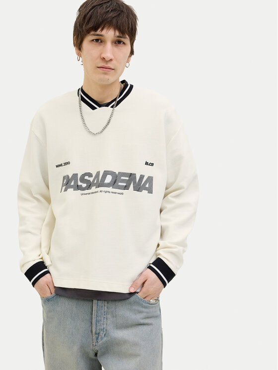 Jack & Jones Jack & Jones Mikina Horizon 12278566 Bílá Oversize