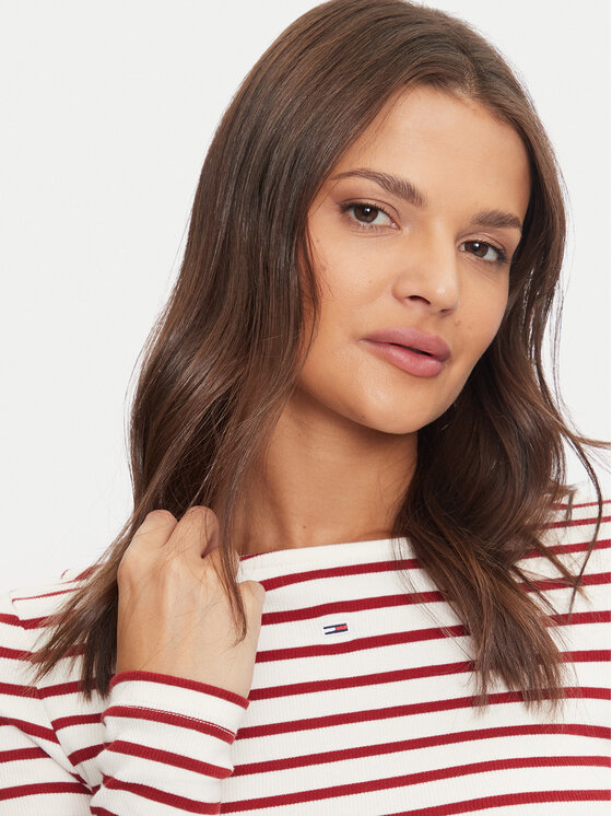 Tommy Jeans Tommy Jeans Bluza Breton DW0DW19817 Rdeča Slim Fit