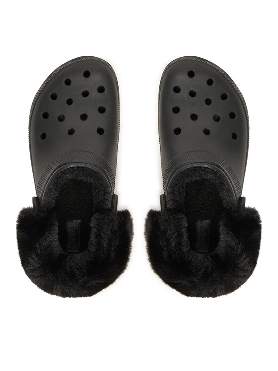 Crocs Crocs Чехли Classic Platform Fuzz Lined Clog 212854 Черен
