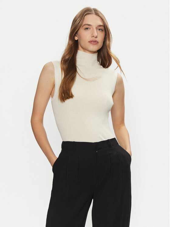 BOSS BOSS Bluză cu gât Fermesa 50530703 Écru Regular Fit