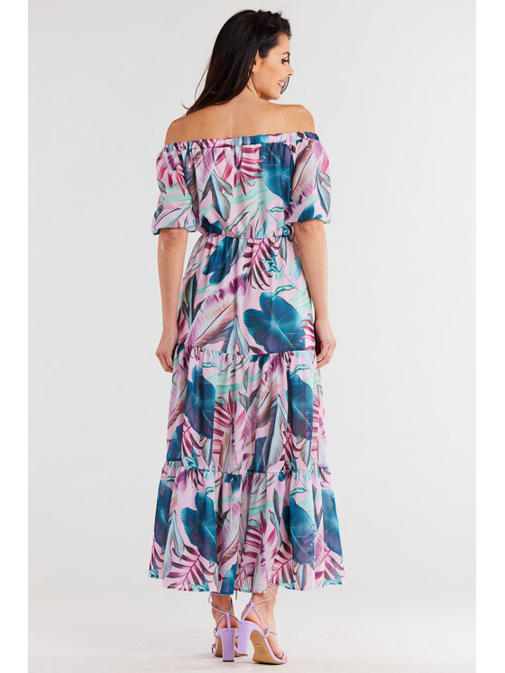 Awama Awama Sukienka A504 Kolorowy Basic Fit