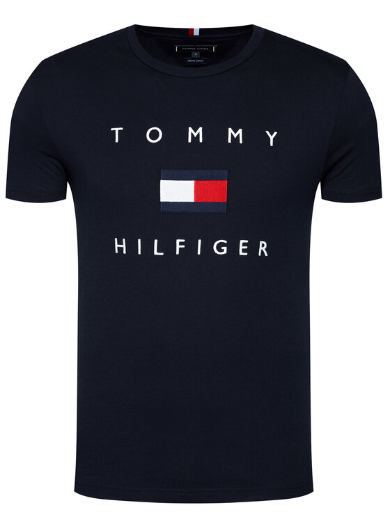 Tommy Hilfiger T shirt Flag MW0MW14313 Bleu marine Regular Fit