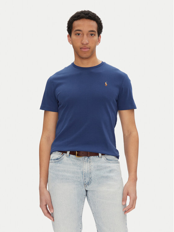 Polo Ralph Lauren T-shirt 710740727092 Blu scuro Custom Slim Fit, taglia : L