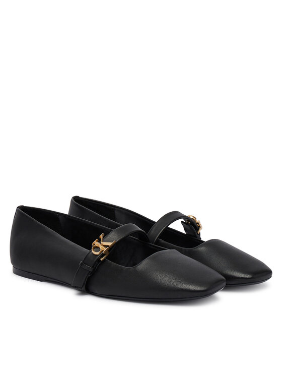 Calvin Klein Calvin Klein Baleriny Squared Ballerina Mj Lth Mg Hdw HW0HW03430 Czarny