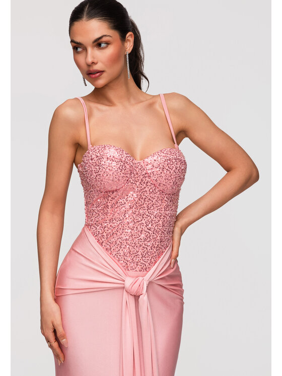 Ombre Ombre Sukienka wieczorowa LA-OM-DLR349 Różowy Slim Fit