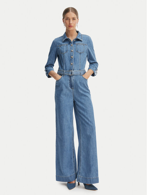 Morgan Jumpsuit 261-PIMA Blu Wide Leg