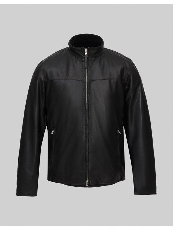 Borgio Borgio Kurtka skórzana salandra_c Czarny Slim Fit