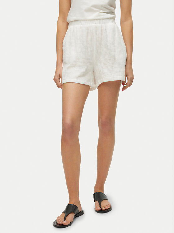 Vero Moda Vero Moda Szövet rövidnadrág Natali 10279687 Fehér Baggy Fit
