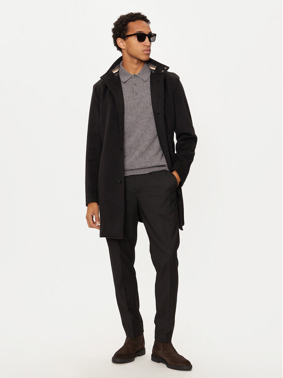 BOSS Boss Płaszcz wełniany H-Hyde 50525764 Czarny Slim Fit
