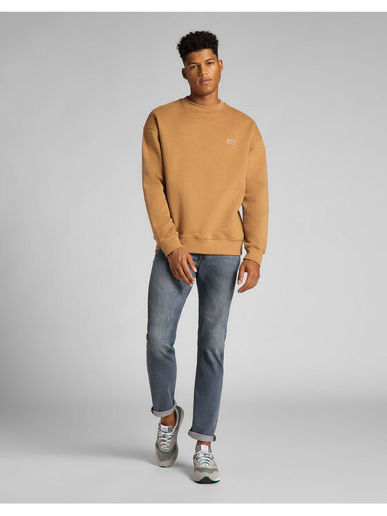 Lee Lee Bluza CORE LOOSE CREW Brązowy Regular Fit