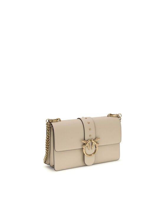 PINKO PINKO Kabelka Beige Calf Leather Bos Taurus Shoulder Béžová