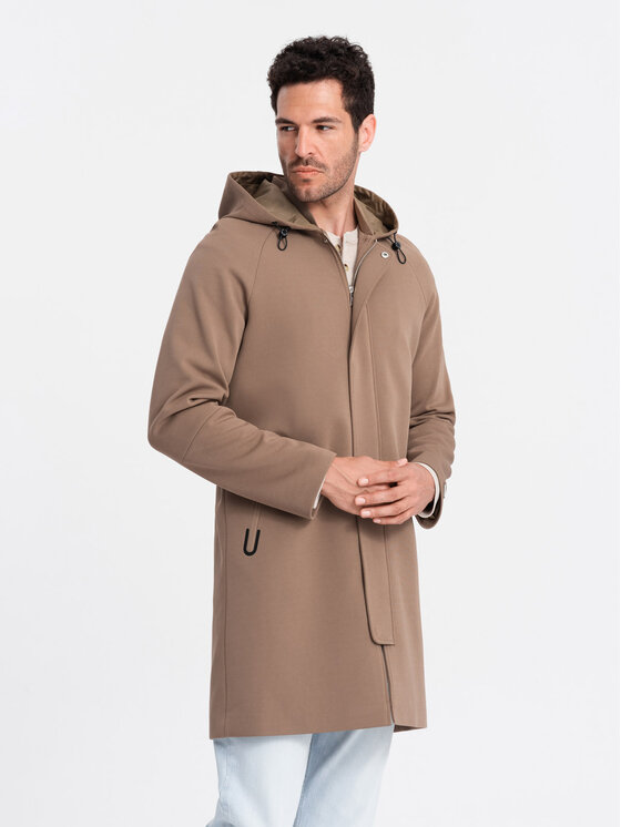 Ombre Ombre Płaszcz przejściowy OM-COSC-0112 Brązowy Regular Fit