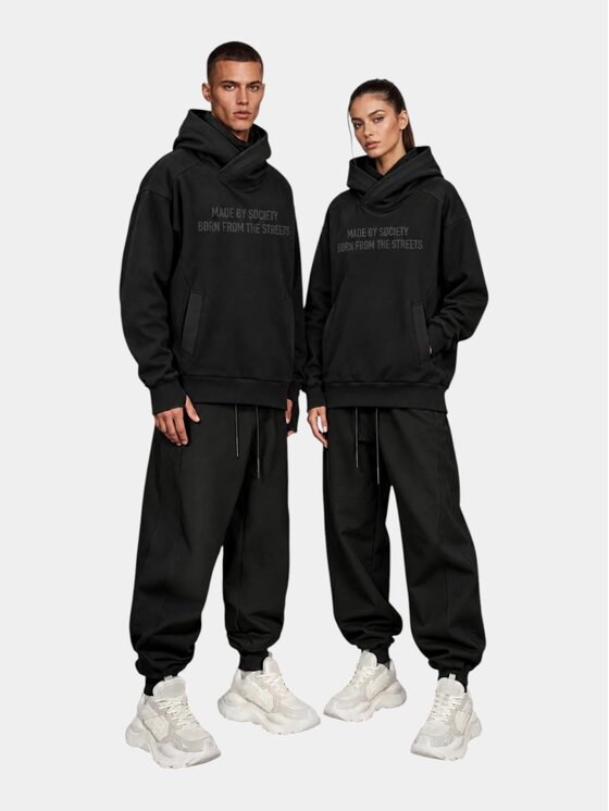 MADE BY SOCIETY MADE BY SOCIETY Kurtka anorak Slim Fit Shadow Fold - H18002 Czarny Basic Fit