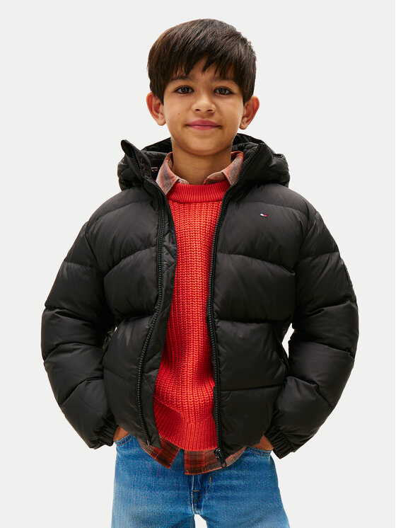 Tommy Hilfiger Tommy Hilfiger Пухено яке Essential KB0KB10091 S Черен Regular Fit