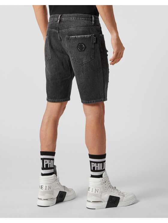 PHILIPP PLEIN PHILIPP PLEIN Džínové šortky 8135 Šedá Regular Fit
