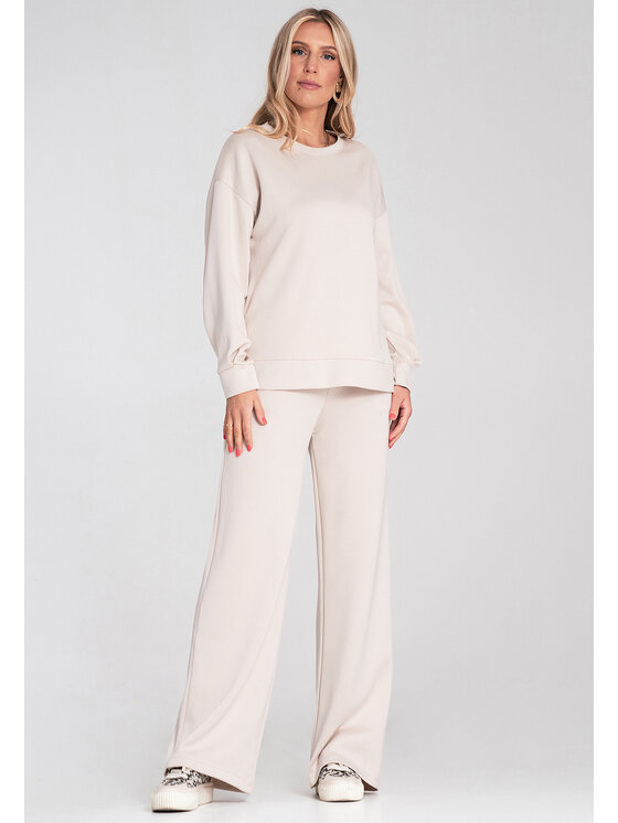 FIGL FIGL Bluza M1203 Beżowy Regular Fit