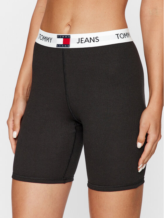 Tommy Jeans Kratke Hlače Iz Tkanine UW0UW04729 Črna Slim Fit