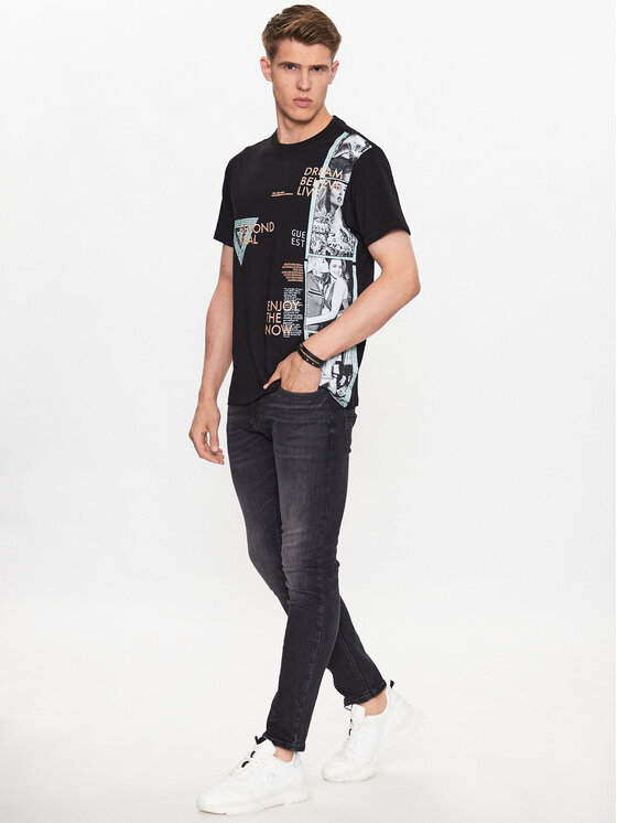 Guess Guess Tričko M3YI18 K8FQ4 Čierna Regular Fit
