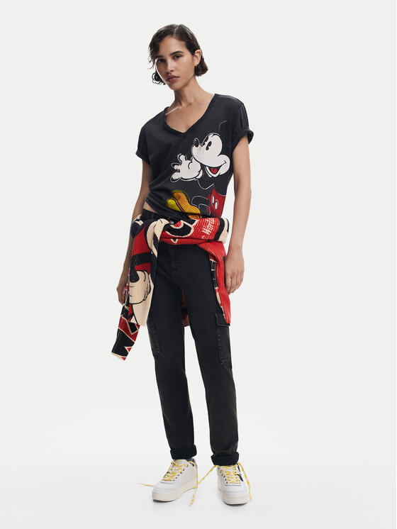 Desigual Desigual Póló Mickey Joker 25SWTKAG Fekete Regular Fit